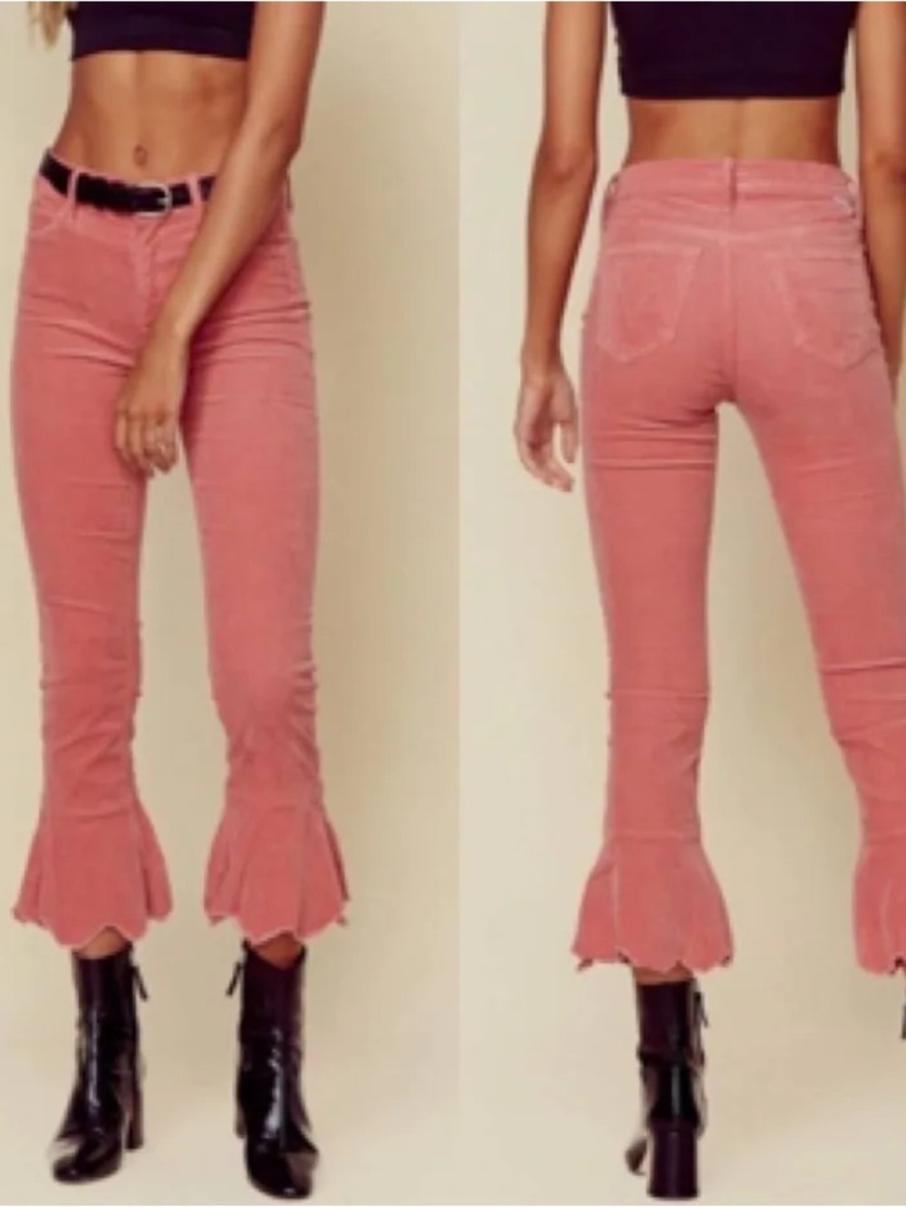 Mother The Cha Cha Corduroy Ruffle Hem Pants • Size 27 (4)